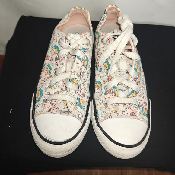Converse Girls Kid Youth Size 2 All Star Rainbow Castle Rainbow Low Top 372944F - Picture 2 of 9